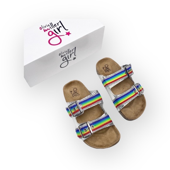 new Olivia Miller ❤︎ Pride Rainbow Birki Cork Footbed Sandal ❤︎ Iridescent ❤︎ 13 - Picture 14 of 16